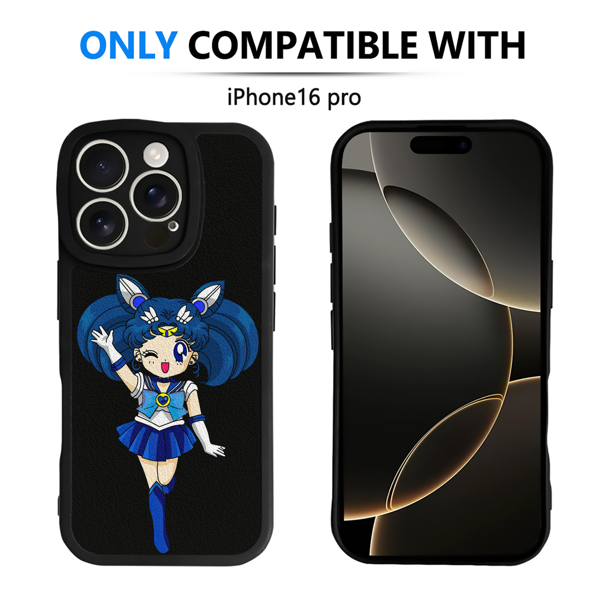 （画像用） 美少女戦士セーラームーン 水野 亜美 みずの あみ Sailor Moon Mizuno Ami 【iPhone 16シリーズ対応】シリコンスマホケース（レザー調） 材質：シリコン
